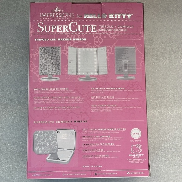 🆕 Impressions For Hello Kitty Super Cute Trifold + Compact Mirror Bundle USB - Picture 3 of 12